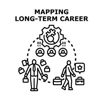 Mapping long term career path planning goal Stock Illustration