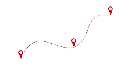 Mapping navigation animation with red location pins on a white background s.. Stock Footage 339751610