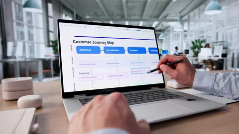 Mapping Out Customer Journey Using Modern Software Stock Footage 328391440
