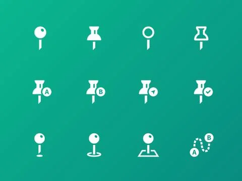 Mapping Pin icons on green background. 스톡 일러스트