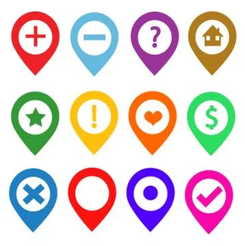 Mapping pins icon set Illustrazione stock
