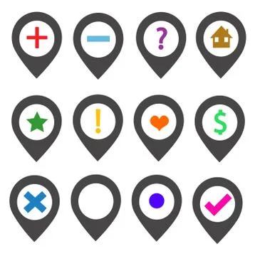 Mapping pins icon set vector Stock Illustration