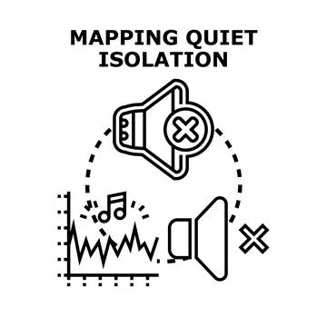 Mapping quiet isolation with sound and silence concept Stock Illustration