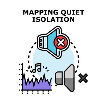 Mapping quiet isolation with sound and silence concept Stock Illustration