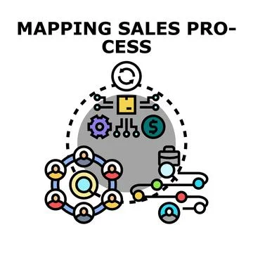 Mapping sales process development strategy Stock Illustration