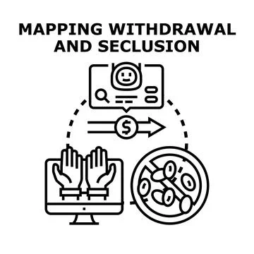 Mapping withdrawal and seclusion and mental health vector Illustrazione stock