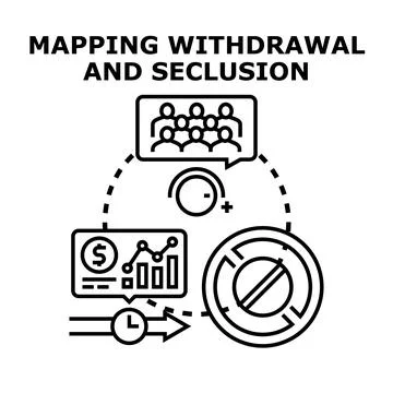 Mapping withdrawal and seclusion process with social economic impact Stock Illustration