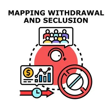 Mapping withdrawal and seclusion process with social economic impact Stock Illustration