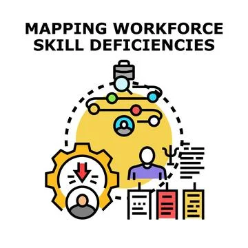 Mapping workforce skill deficiencies and gap analysis illustration Stock Illustration