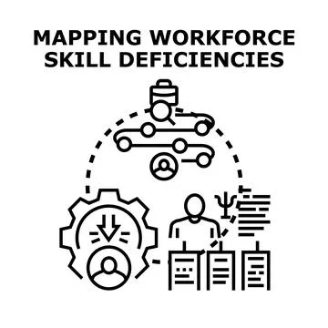 Mapping workforce skill deficiencies and gap analysis illustration Stock Illustration