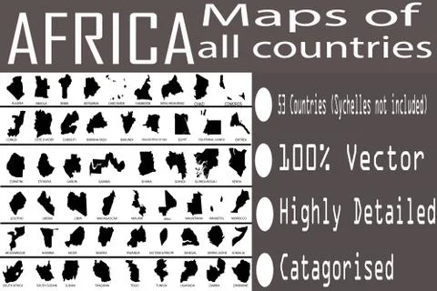 Maps of All African Countries Stockillustratie