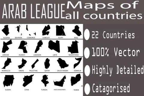 Maps of All Arab Countries Stockillustratie