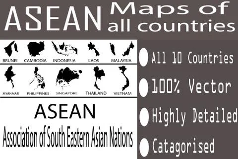 Maps of All ASEAN Countries Stock Illustration