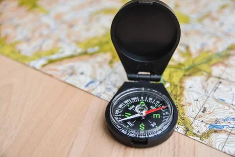 Maps and compass. Stock Photos