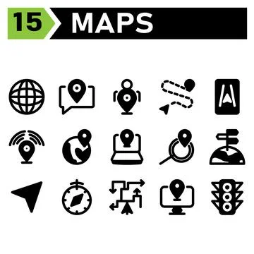 Maps And Navigation icon include globe, world, map, navigation, chat, communi Ilustração Stock