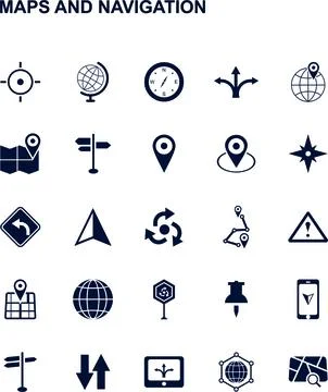 Maps and navigation icons Stock Illustration
