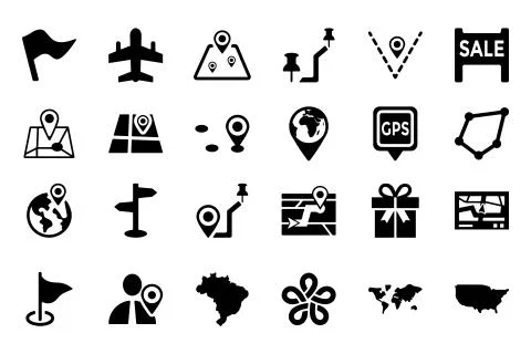 Maps And Navigation Vector Icons Pack Illustrazione stock