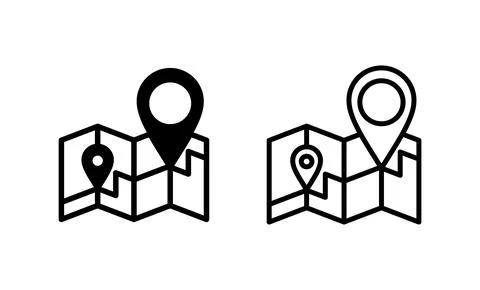 Maps and pin icon vector. location sign and symbol. geo locate, pointer icon. Illustrazione stock