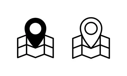 Maps and pin icon vector. location sign and symbol. geo locate, pointer icon. Stock Illustration