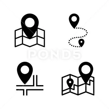 Maps and pin icon vector. location sign and symbol. geo locate, pointer ...