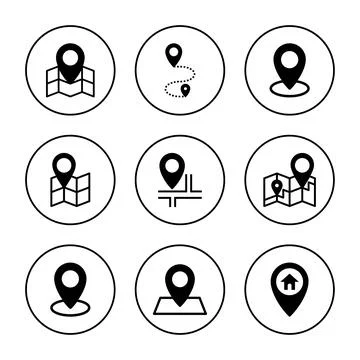 Maps and pin icon vector. location sign and symbol. geo locate, pointer icon. Stock Illustration