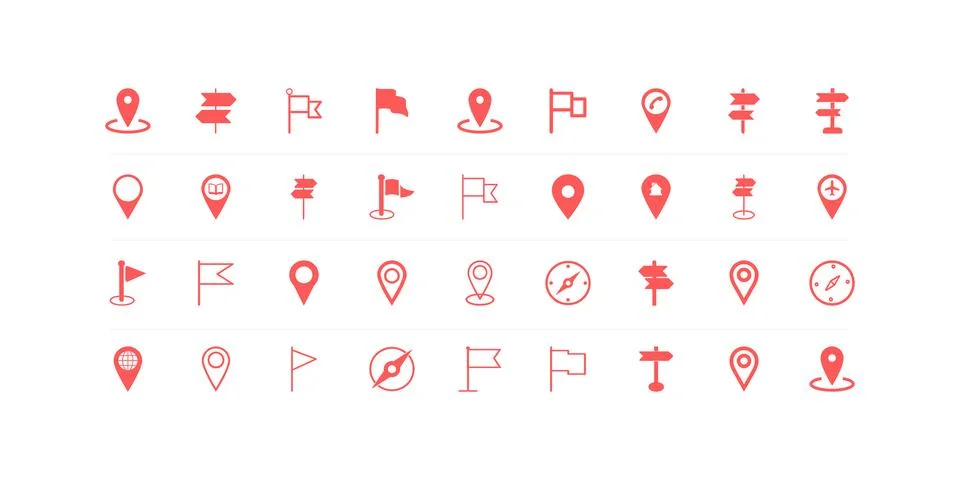 Maps Icon Set. icons for navigation, location services, and travel apps, des Stock Illustration