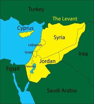 Maps of the Levant, The Levant is the name on the eastern Mediterranean coast Stock Illustration