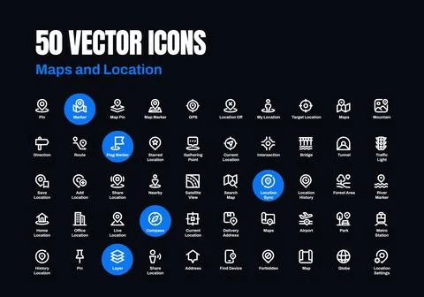 Maps &amp; Location Icon Set Stock Illustration