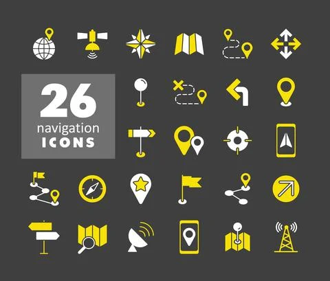 Maps, location, navigation icons set Stock Illustration