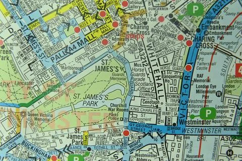 Maps macro view of  St.Jamess Stock Photos