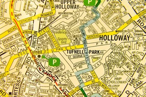 Maps macro view of Tufnell Park, Holloway Stock Photos