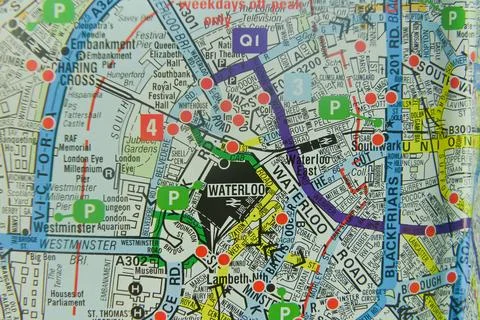 Maps macro view of Waterloo Station Stock Photos