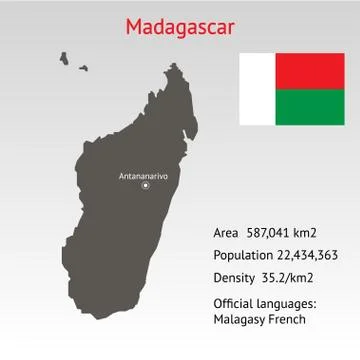Maps of Madagascar with flag Stock Illustration
