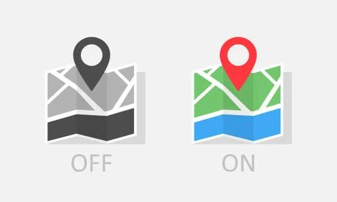 Maps navigator location on off icon. Vector EPS 10 Stock Illustration