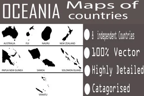 Maps of  Oceanian Countries Stock Illustration