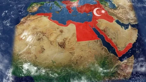 Maps Of The Ottoman Empire seen from space Stock Footage 309431806