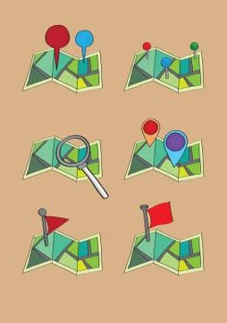 Maps Pins and Markers Vector Icon Set Stock Illustration