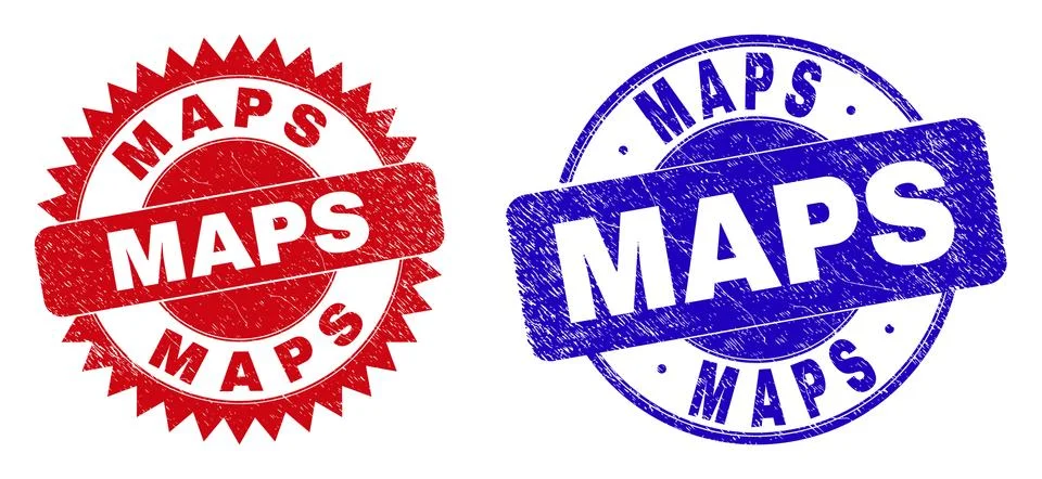MAPS Rounded and Rosette Stamps with Unclean Texture イラスト素材