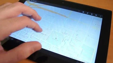 Maps On Touch Screen Tablet 스톡 동영상 18174570