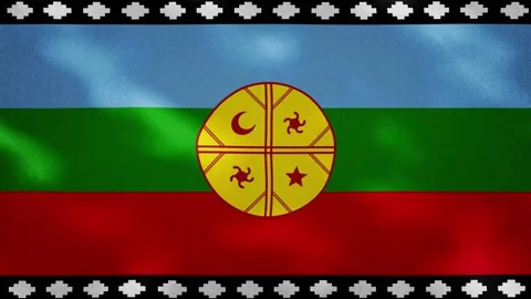 Mapuche dense flag fabric wavers, background loop Stock Footage 136714766