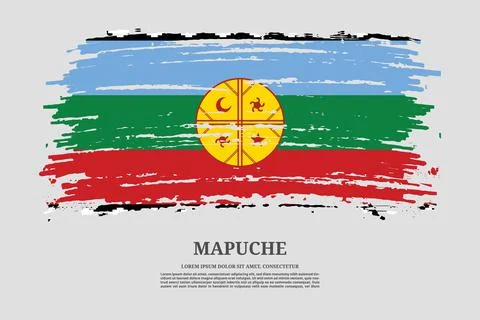 Mapuche flag with brush stroke effect and information text poster, vector Stock Illustration