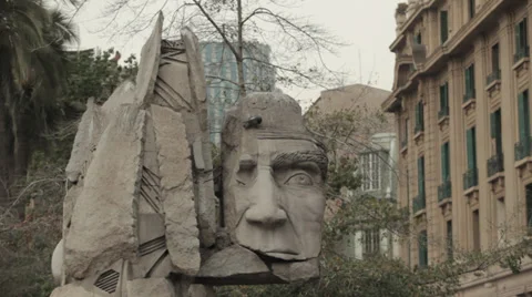 Mapuche statue in Santiago Stock Footage 30443373