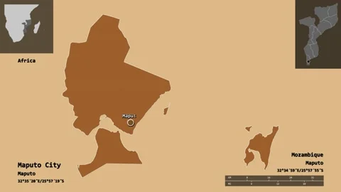Maputo City location. Mozambique. Solid patterned map Stock Footage 135481560