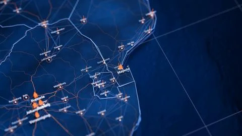 Maputo map big data visualization. Futuristic map infographic of city in Illustrazione stock
