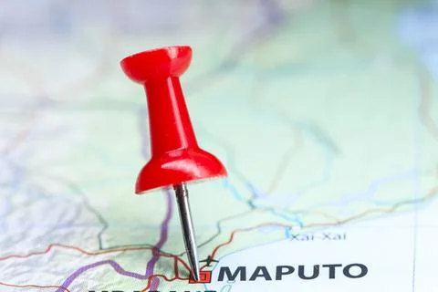 Maputo, Mozambique pin on map Stock Photos