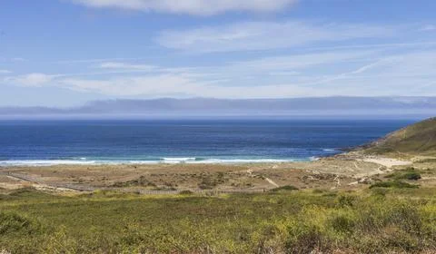 Mar de Fora Beach during the summer, a landmark in the Atlantic coast of Spain. Stock Photos