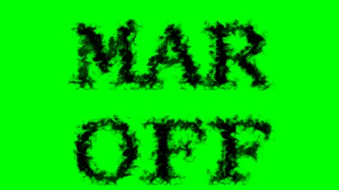 Mar Off smoke text effect green isolated background Stock Footage 139624568