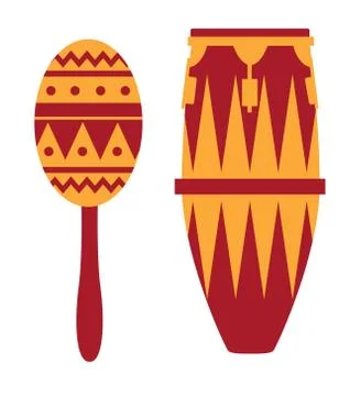 Maraca and conga drums Stock Illustration