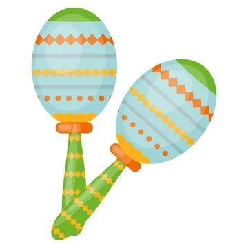 Maraca seamless pattern. Vector Flat illustration isolated on white. Festive and Stock Illustration