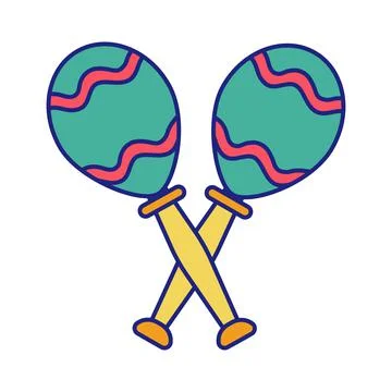 Maracas Icon Flat Design Vector Stock Illustration